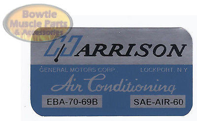 69 CAMARO CHEVELLE CORVETTE NOVA HARRISON AC DECAL AIR CONDITIONER EBA-70-69B