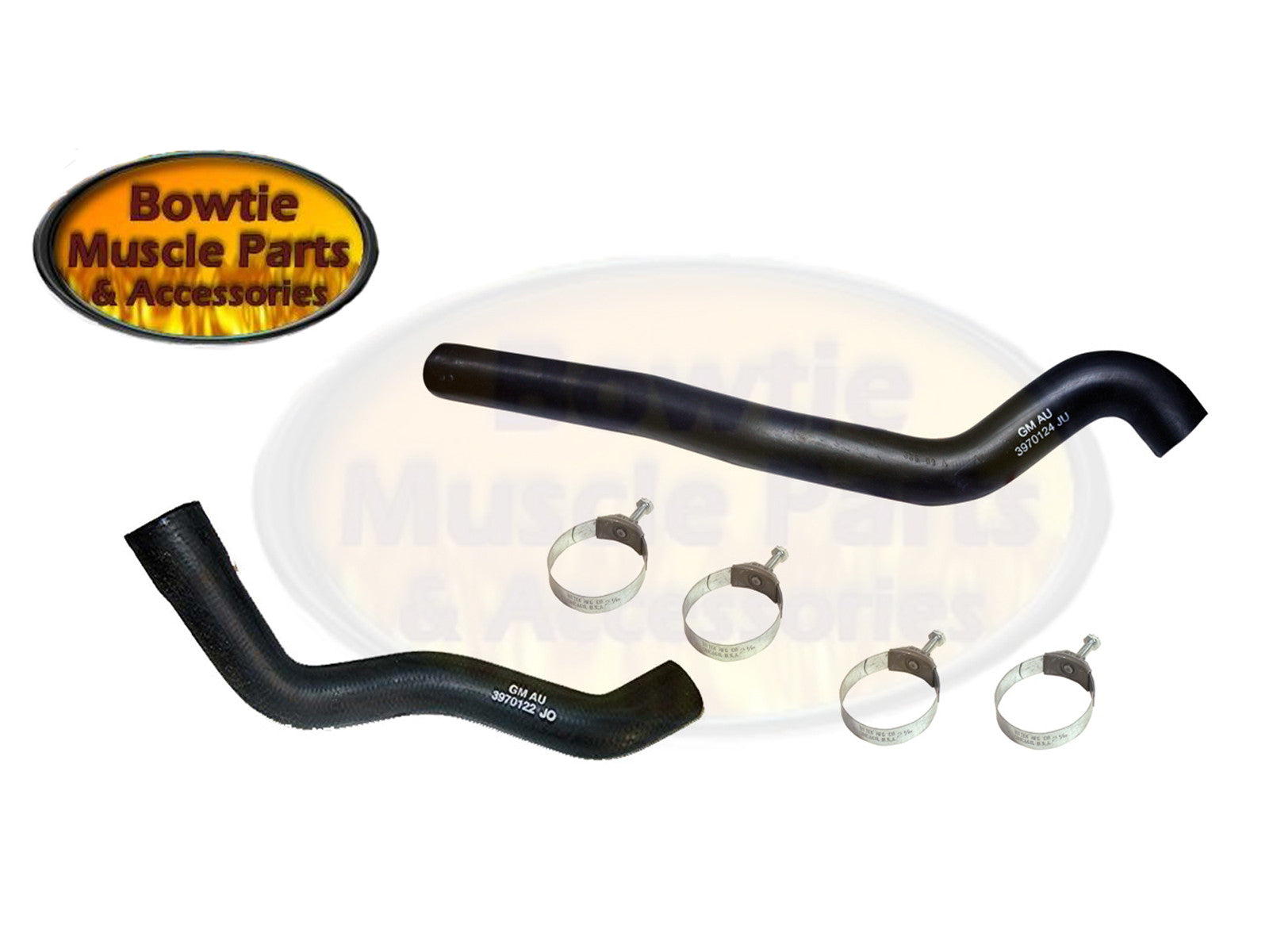 70-78 CAMARO UPPER LOWER RADIATOR HOSE W/TOWER CLAMPS GM PART 3970122 3970124