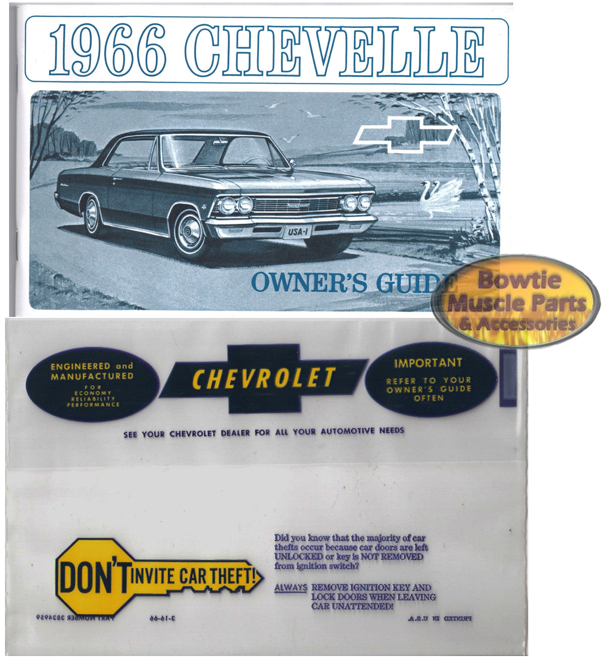 66 CHEVELLE  EL CAMINO FACTORY OWNER'S MANUAL with STORAGE BAG