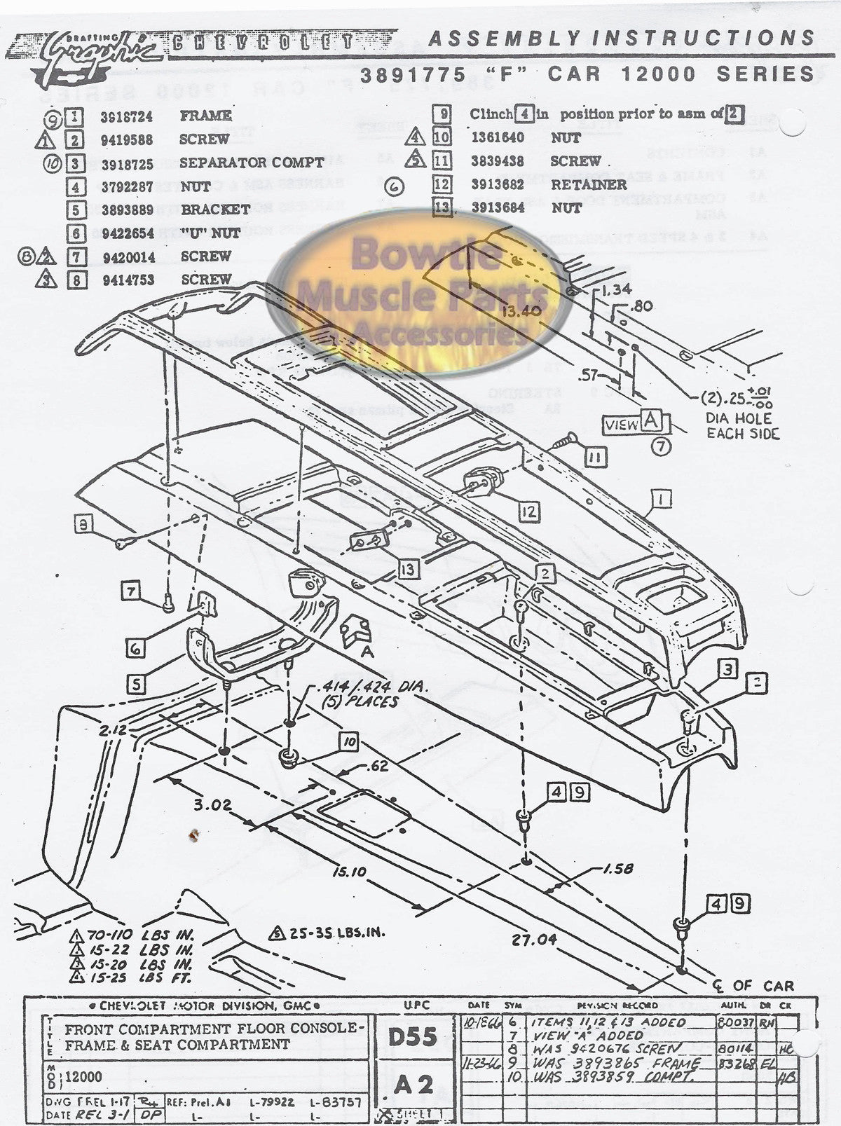 1967 Chevy Camaro Factory Assembly Manual – Brand New – FREE Shipping Included