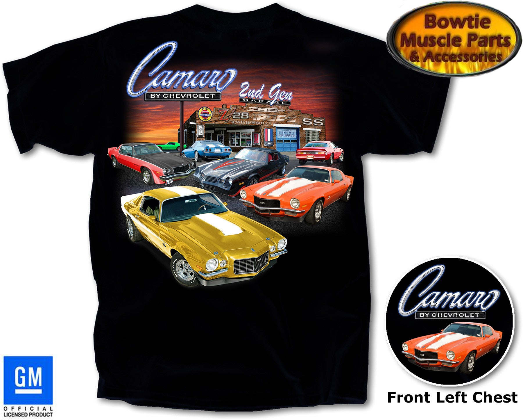 70 81 2ND GEN CAMARO T-SHIRT BLACK 72 73 74 75 76 77 78 79 80 81 MENS TEE SHIRT