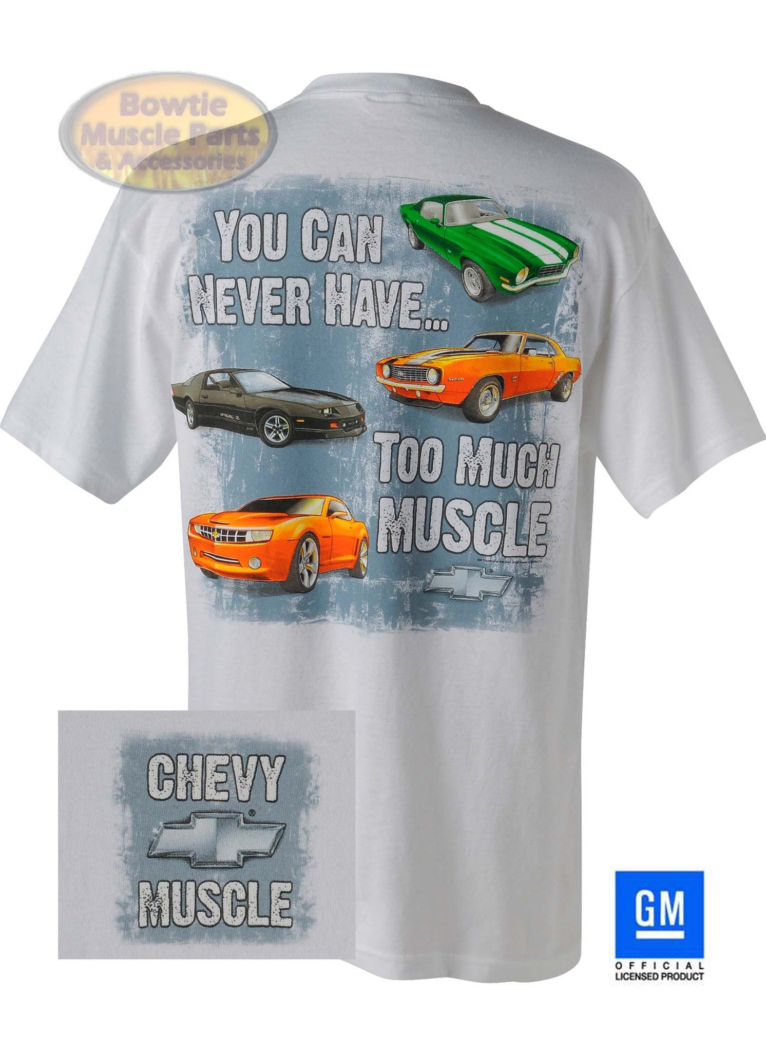 69 70 71 72 73 85 86 87 88 89 2010 14 CAMARO IROC NEVER TOO MUCH MUSCLE T-SHIRT