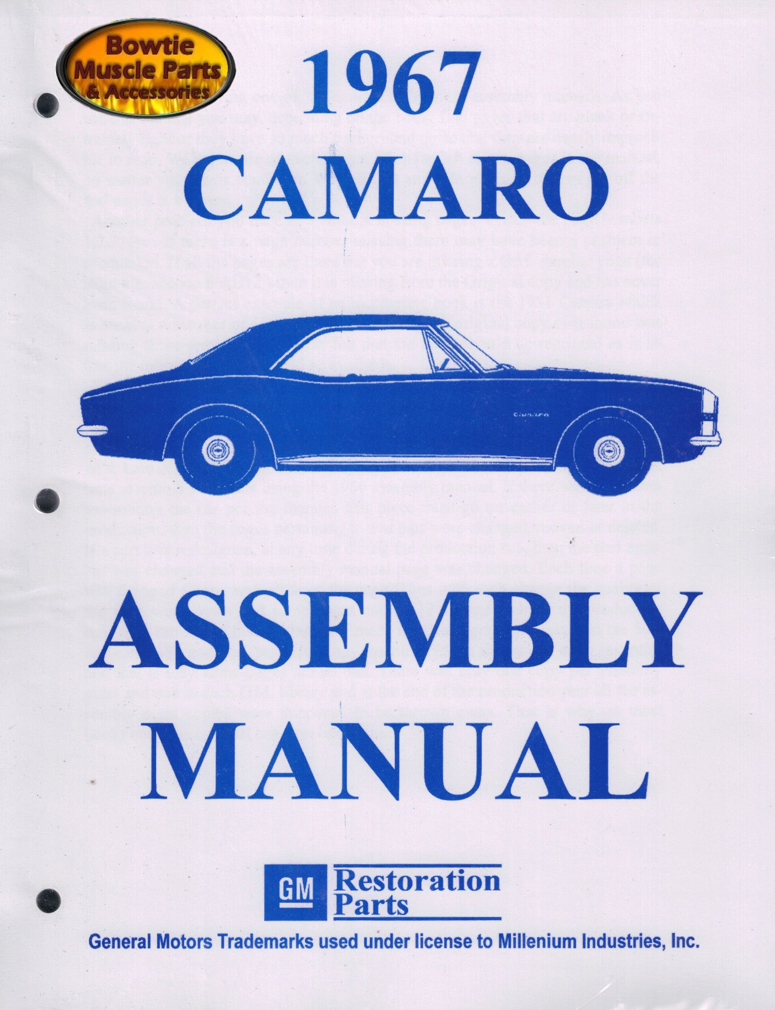 1967 67 Camaro Factory Assembly Manual Z28 SS RS - 418 pages!