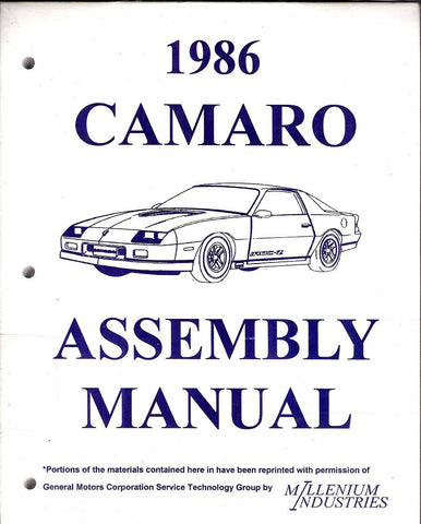1986 86 Camaro Factory Assembly Manual Z28 - 609 Pages!