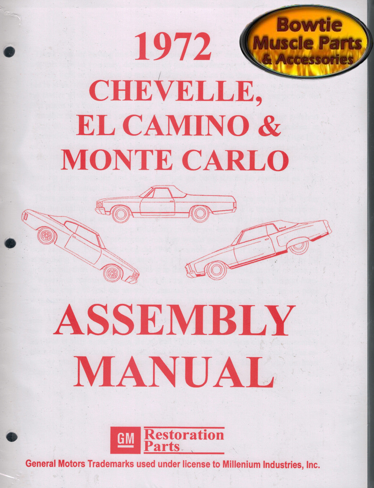 1972 72 Chevelle Malibu El Camino Monte Carlo SS Factory Assembly Manual Book