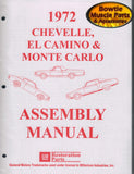 1972 72 Chevelle Malibu El Camino Monte Carlo SS Factory Assembly Manual Book