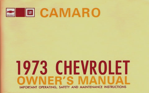 1973 73 Camaro Factory Owners Manual with Storage Bag